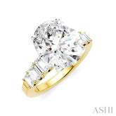 1 1/4 Ctw Oval Shape Emerald and Round Cut Diamond Semi-Mount Engagement Ring in 14K Yellow and White Gold