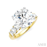 1 1/4 Ctw Round Shape Emerald and Round Cut Diamond Semi-Mount Engagement Ring in 14K Yellow and White Gold