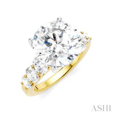 1 1/4 Ctw Round Shape Oval and Round Cut Diamond Semi-Mount Engagement Ring in 14K Yellow and White Gold