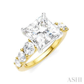 1 1/5 Ctw Princess Shape Round Cut Diamond Semi-Mount Engagement Ring in 14K Yellow and White Gold
