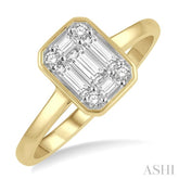 1/2 Ctw Octagonal Shape Baguette and Round Cut Diamond Ladies Ring in 14K Yellow and White Gold