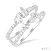 5/8 Ctw Mixed Diamond Cut Fashion Open Ring in 14K White Gold