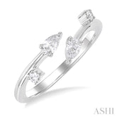 1/4 Ctw Open Bypass Pear and Round Cut Diamond Fashion Ring in 14K White Gold