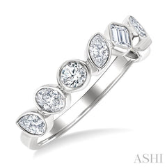 1 Ctw Bezel Set Mixed Diamond Cut Fashion Band in 14K White Gold 1 Ctw Bezel Set Mixed Diamond Cut Fashion Band in 14K White Gold