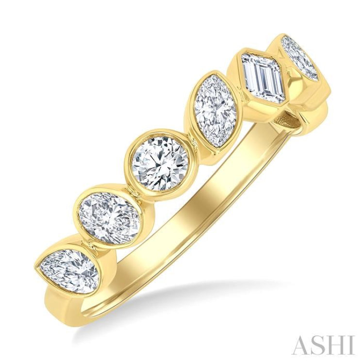 1 Ctw Bezel Set Mixed Diamond Cut Fashion Band in 14K Yellow Gold 1 Ctw Bezel Set Mixed Diamond Cut Fashion Band in 14K Yellow Gold