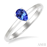 6x4 MM Pear Shape Tanzanite Precious Solitaire Ring in 14K White Gold