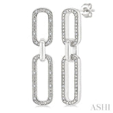 1/10 Ctw Bold Single Cut Diamond Paperclip Earrings in Sterling Silver