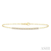 1/2 Ctw Round Cut Diamond Paperclip Chain Bracelet in 14K Yellow Gold