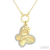 1/6 Ctw Butterfly Charm Fluted Round Cut Diamond Fashion Pendant With Chain in 10K Yellow and White Gold