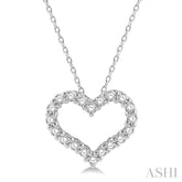 1/2 Ctw Heart Shape Round Cut Diamond Pendant With Chain in 14K White Gold