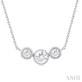 1/3 Ctw Past, Present & Future 3-Stone Bezel Set Round Cut Diamond Necklace in 14K White Gold