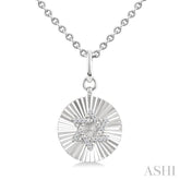 1/10 Ctw Round Fluted Medallion Round Cut Diamond Star of David Pendant With Chain in Sterling Silver