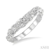 1/6 Ctw Lattice Leaf and Circular Motif Round Cut Diamond Wedding Band in 14K White Gold
