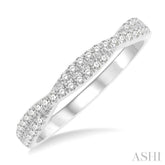 1/4 Ctw Twisted Round Cut Diamond Wedding Band in 14K White Gold