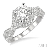 1/2 Ctw Circular Center Criss-Cross Shank Round Cut Diamond Semi-Mount Engagement Ring in 14K White Gold