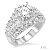 1 1/2 Ctw Diamond Semi-Mount Engagement Ring in 14K White Gold