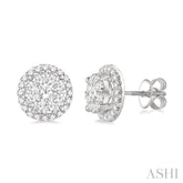 1 1/2 Ctw Lovebright Round Cut Diamond Earrings in 14K White Gold