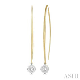 1/2 Ctw Cushion Shape Lovebright Round Cut Diamond Earring in 14K Yellow & White Gold