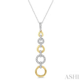 1/4 Ctw Round Cut Diamond Two Tone Ringlet Link Pendant With Chain in 14K White and Yellow Gold