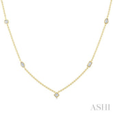 1/2 Ctw Bezel Set Mixed Cut Diamond Station Necklace in 14K Yellow Gold