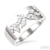 1/2 Ctw Marquise and Round Cut Diamond Fashion Wide Band in 14K White Gold