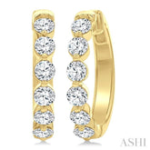 1 1/2 Ctw Prong Set Round Cut Diamond Hoop Earrings in 14K Yellow gold