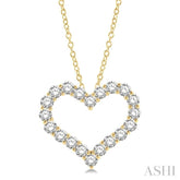 3 Ctw Heart Shape Round Cut Diamond Pendant With Chain in 14K Yellow Gold
