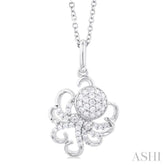 1/5 Ctw Petite Octopus Round Cut Diamond Fashion Pendant With Chain in 10K White Gold