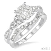 3/4 Ctw Round Cut Diamond Lovebright Wedding Set with 1/2 Ctw Engagement Ring and 1/5 Ctw Wedding Band in 14K White Gold