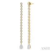 1 1/4 Ctw Lovebright Pear Shape Dangle Tip Round Cut Diamond Fashion Long Earrings in 14K Yellow and White Gold
