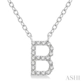 1/20 Ctw Initial 'B' Round Cut Diamond Pendant With Chain in 10K White Gold