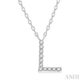 1/20 Ctw Initial 'L' Round Cut Diamond Pendant With Chain in 10K White Gold
