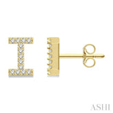 1/10 Ctw Initial 'I' Single Cut Diamond Earrings in 10K Yellow Gold