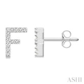 1/10 Ctw Initial 'F' Single Cut Diamond Earrings in 10K White Gold
