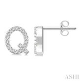 1/8 Ctw Initial 'Q' Single Cut Diamond Earrings in 10K White Gold