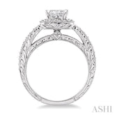 1 1/10 Ctw Diamond Engagement Ring with 3/4 Ct Princess Cut Center Stone in 14K White Gold