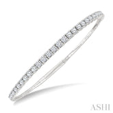 3 Ctw Round Cut Diamond Halfway Graduated Flex Bangle in 14K White Gold