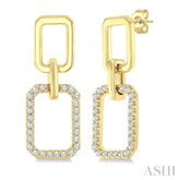 1/3 Ctw Octagonal Shape Link Round Cut Diamond Fashion Earring in 10K Yellow Gold
