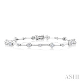 1 1/5 Ctw Mixed Diamond Cut Bar Link Bracelet in 14K White Gold