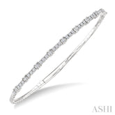 3/4 Ctw Round Cut Diamond Illusion Flex Bangle in 14K White Gold