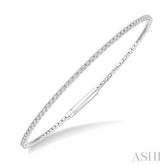 1 Ctw Round Cut Diamond Fullway Straight Flex Bangle in 14K White Gold
