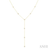 1/2 Ctw Bezel Set Round Cut Diamond Y-Shape Lariat Station Necklace in 14K Yellow Gold