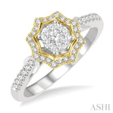 1/3 Ctw Star Shape Lovebright Round Cut Diamond Ring in 14K White and Yellow Gold