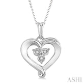 1/50 Ctw Single Cut Diamond Heart Pendant in Sterling Silver with Chain