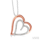 1/20 Ctw Round Cut Diamond Heart Pendant in Sterling Silver with Chain