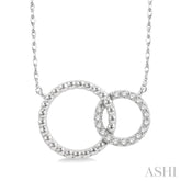 1/10 Ctw Interlocking Twin Circles Single Cut Diamond Pendant With Chain in 10K White Gold