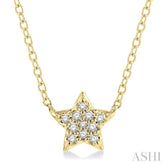 1/10 Ctw Star Round Cut Diamond Petite Fashion Pendant With Chain in 10K Yellow Gold