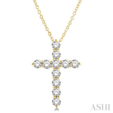 3 Ctw Latin Cross Round Cut Diamond Pendant With Chain in 14K Yellow Gold
