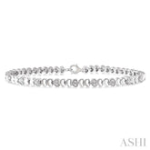 1/6 Ctw Puffed Heart Plain and Single Cut Diamond Fashion Bracelet in Sterling Silver