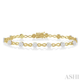 1 1/2 Ctw Circular Mount & Infinity Link Lovebright Round Cut Diamond Bracelet in 14K Yellow and White Gold